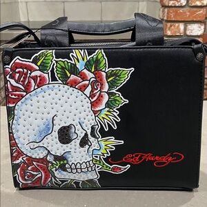 NWT Ed Hardy Black Bag with Skull and RosesTote crossbody